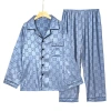 Men's pajamas for spring and autumn, long-sleeved ice silk thin style, jacquard imitation silk home wear for teenagers, wholesale set in stock Item Picture
